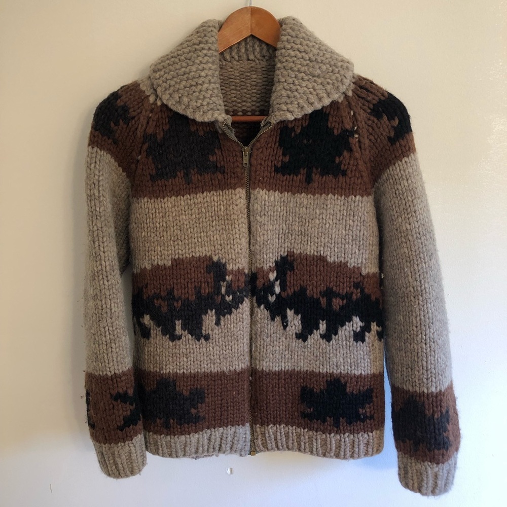 Vintage HandKnit Native American Buffalo Sweater.